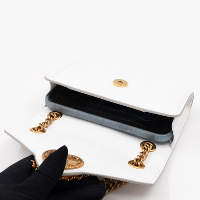 Devotion Mini Wallet on Chain White Leather