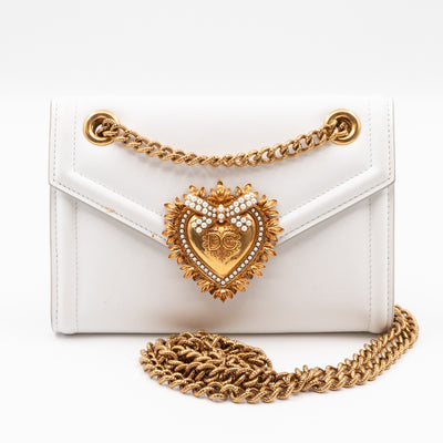 Devotion Mini Wallet on Chain White Leather