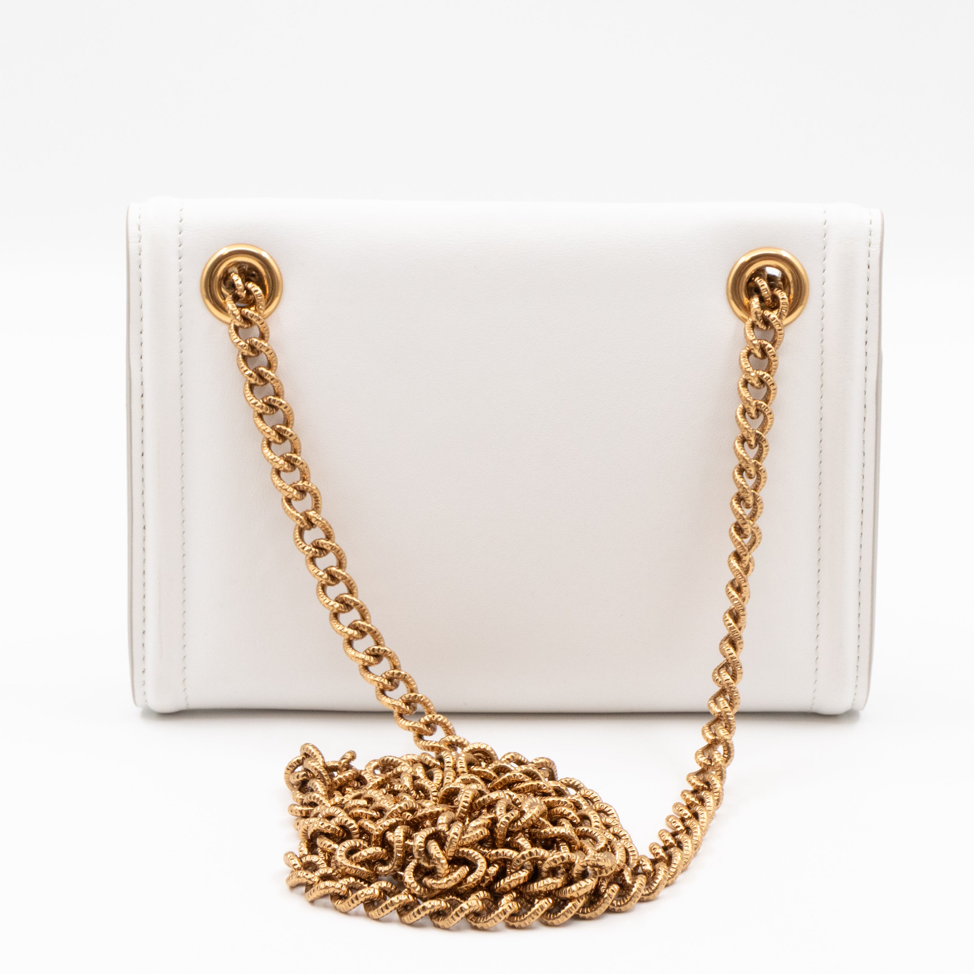 Devotion Mini Wallet on Chain White Leather