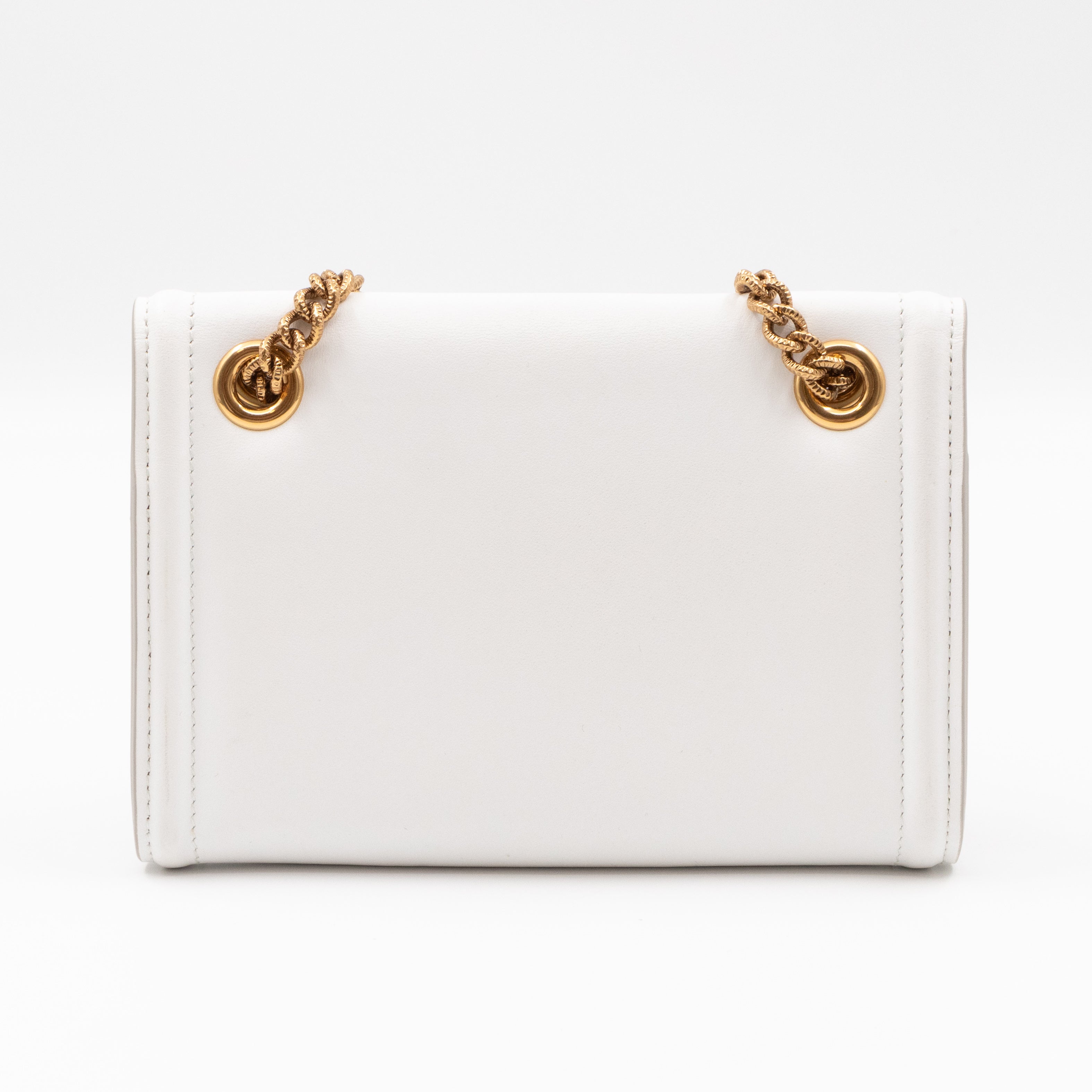 Devotion Mini Wallet on Chain White Leather