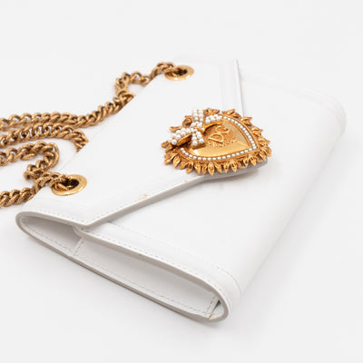 Devotion Mini Wallet on Chain White Leather