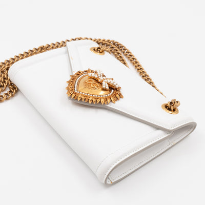 Devotion Mini Wallet on Chain White Leather