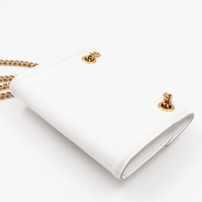 Devotion Mini Wallet on Chain White Leather