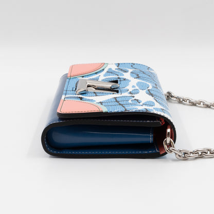 Twist Chain Wallet Aqua Print Epi Leather