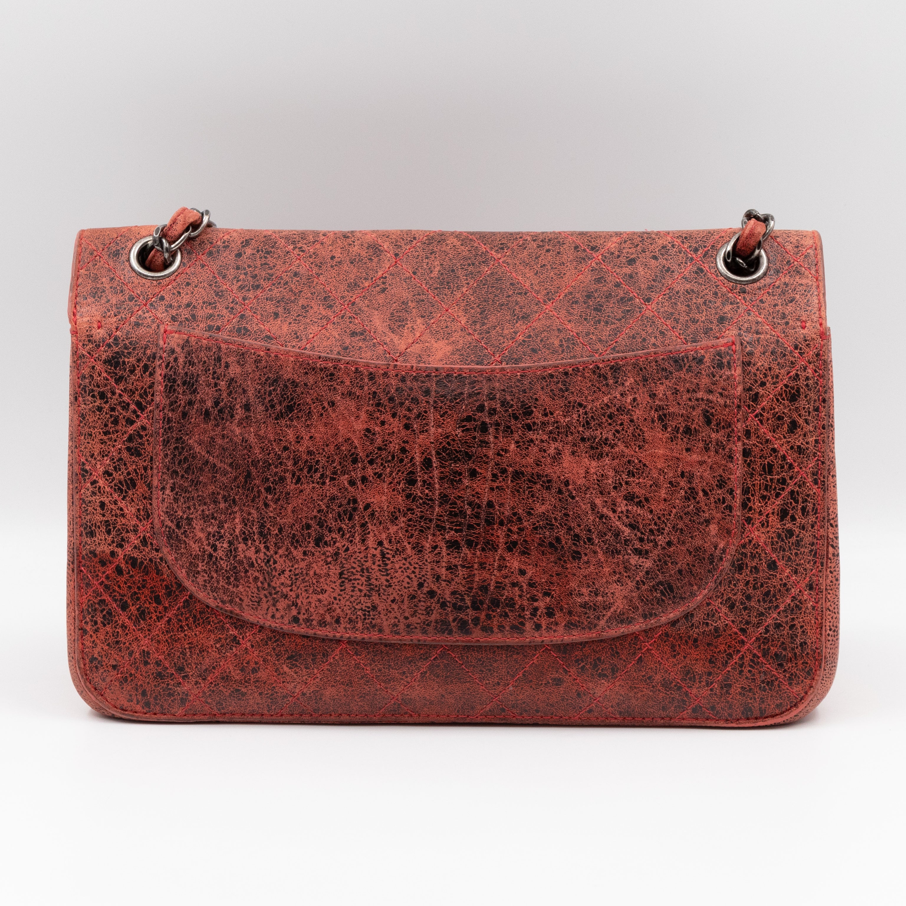 Classic Double Flap Jumbo Red Crackled Leather