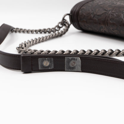 Cordoba Boy Bag Medium Dallas Paris Brown Engraved Leather