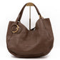 Twill Shoulder Bag Brown Leather