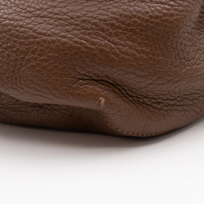 Twill Shoulder Bag Brown Leather