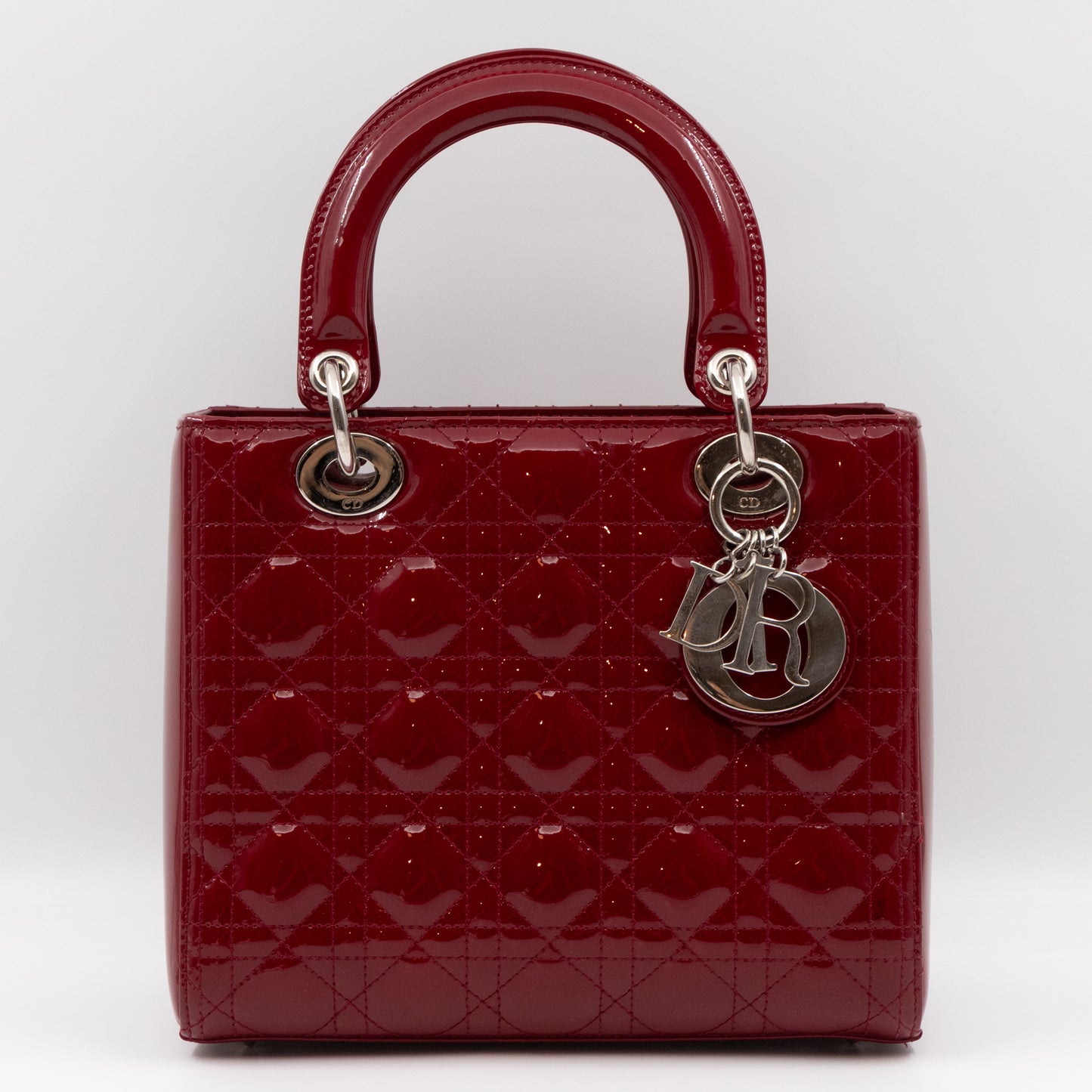 Lady Dior Medium Dark Red Patent Leather