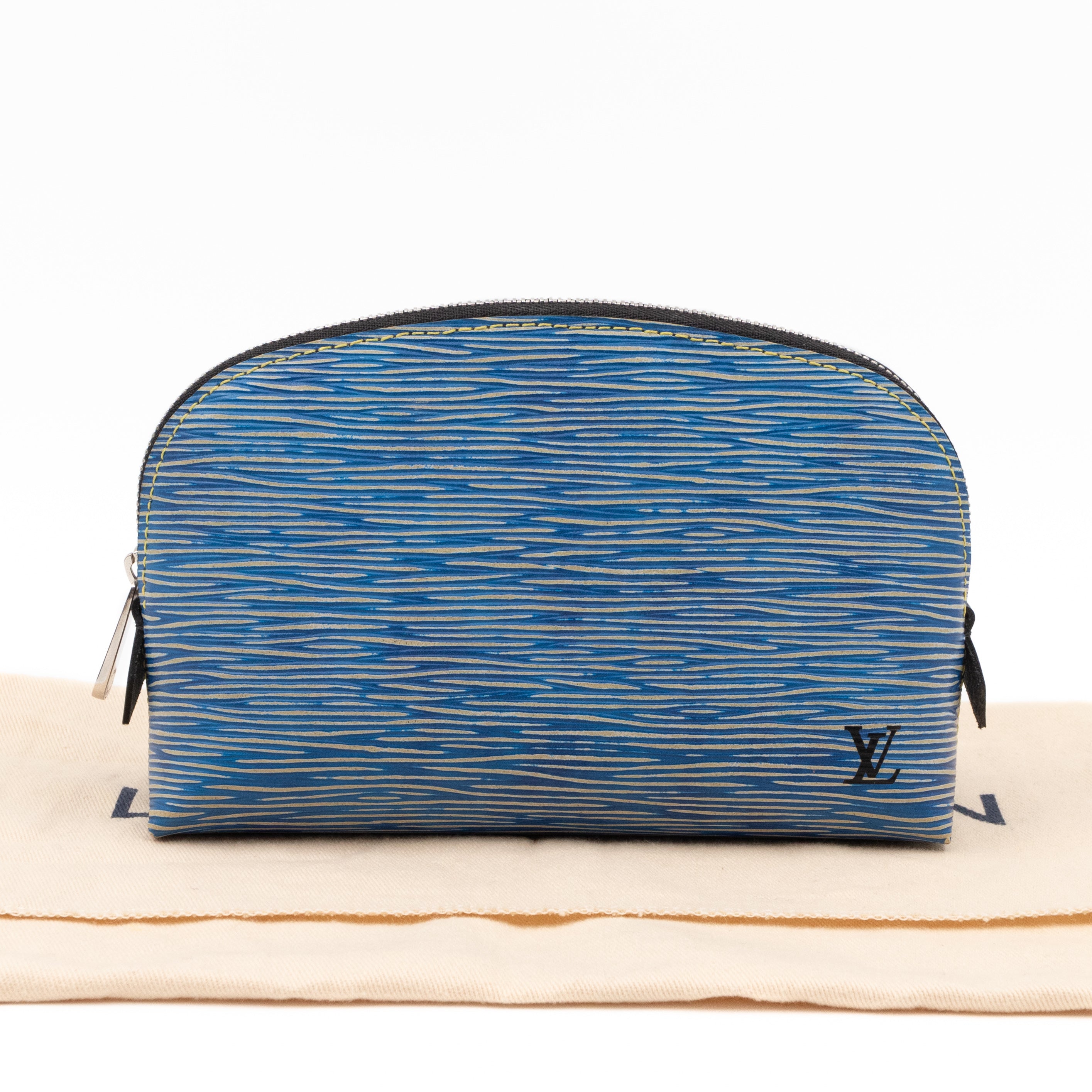Cosmetic Pouch PM Epi Leather Denim Blue