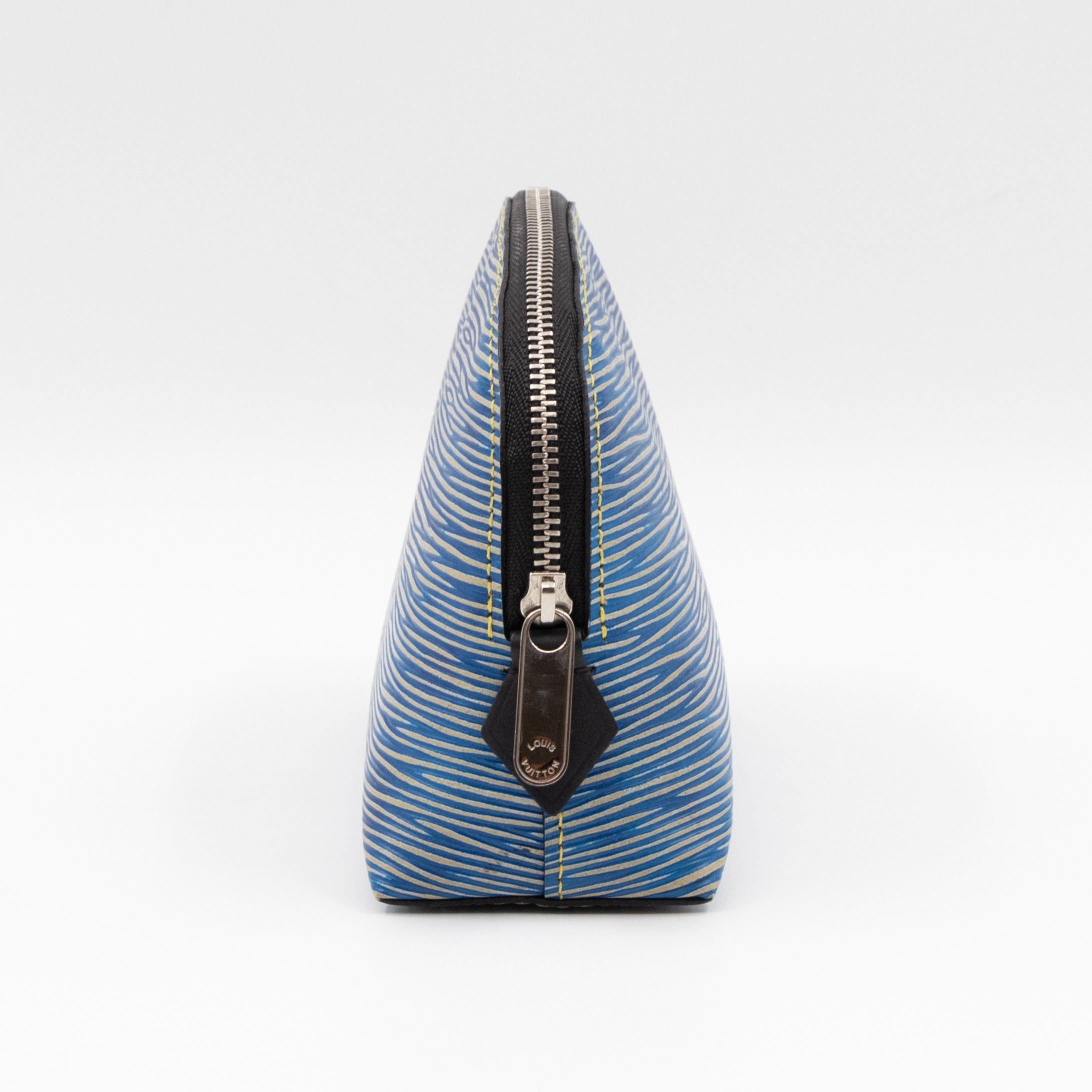 Cosmetic Pouch PM Epi Leather Denim Blue