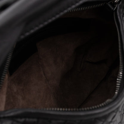 Belly Hobo Bag Intrecciato Black Leather
