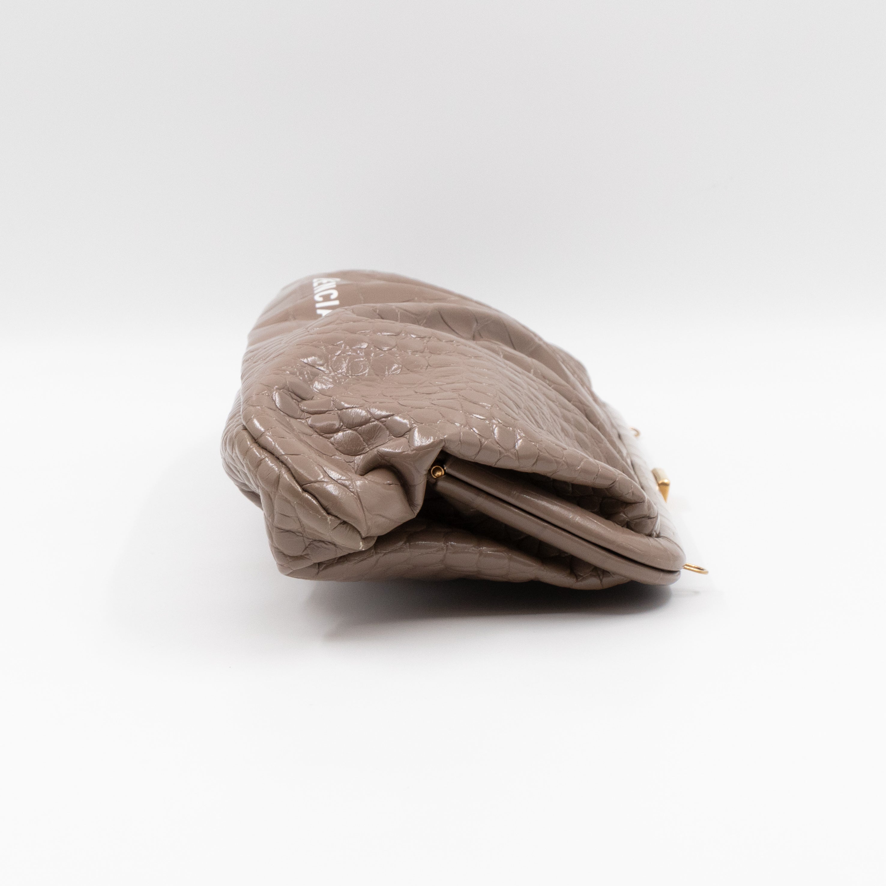 Cloud XL Clutch Bag Beige Croc Embossed Patent Leather
