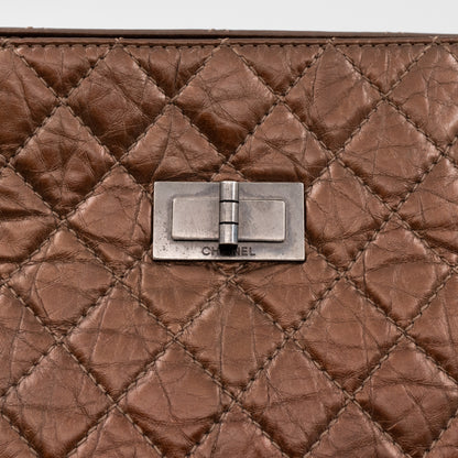 Quilted Reissue 2.55 Lock Shopping Tote Bronze Leather