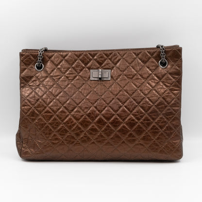 Quilted Reissue 2.55 Lock Shopping Tote Bronze Leather