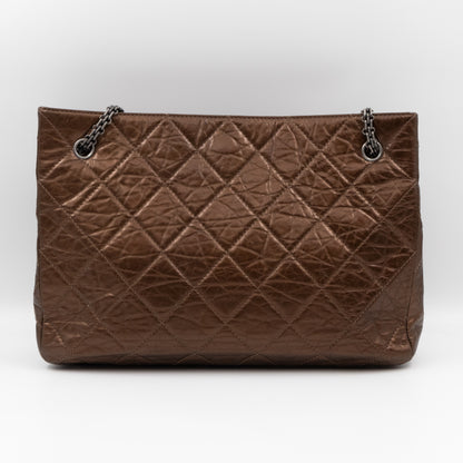 Quilted Reissue 2.55 Lock Shopping Tote Bronze Leather