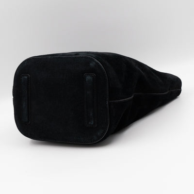 Small Jackie Soft Bucket Bag Black Suede Leather