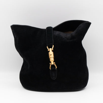 Small Jackie Soft Bucket Bag Black Suede Leather