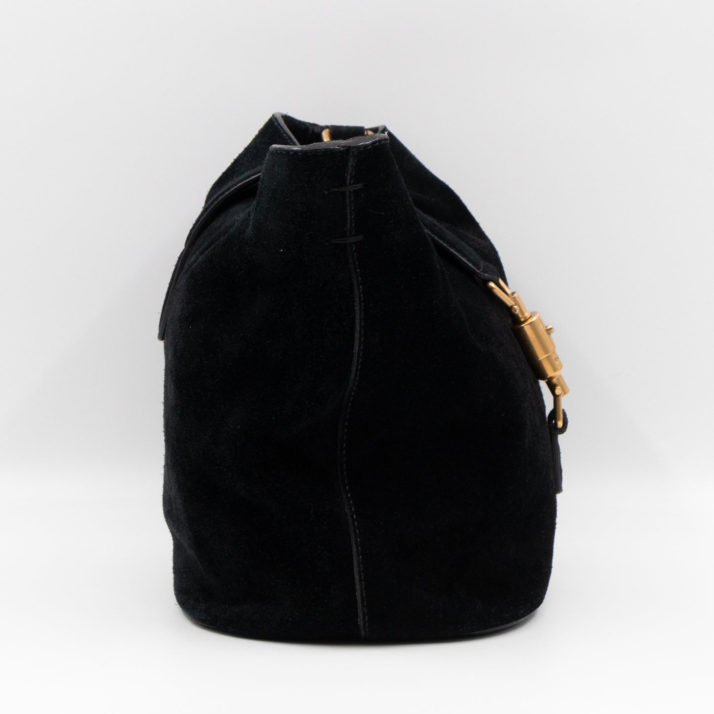 Small Jackie Soft Bucket Bag Black Suede Leather
