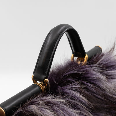 Miss Sicily Large Faux Fur Black Leather