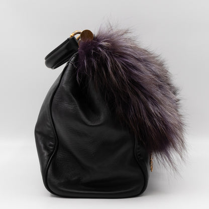 Miss Sicily Large Faux Fur Black Leather