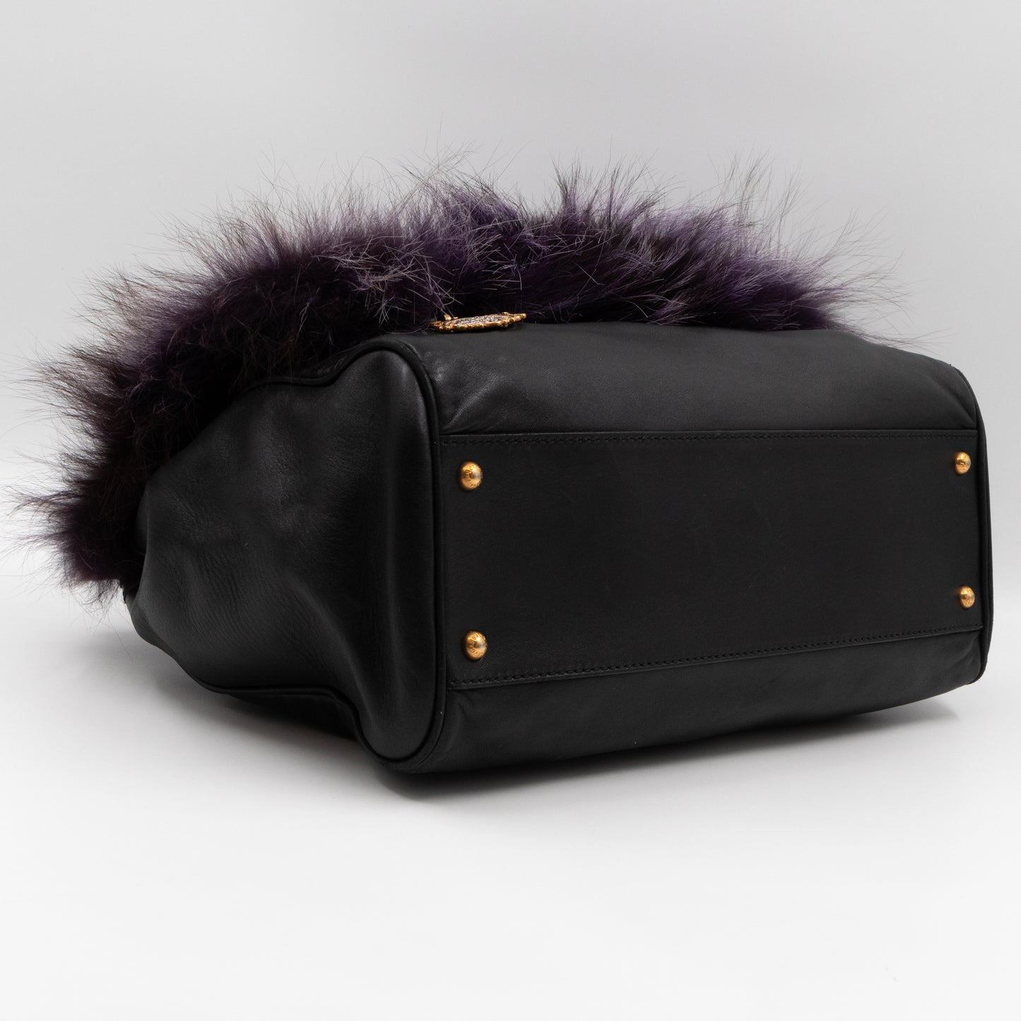 Miss Sicily Large Faux Fur Black Leather