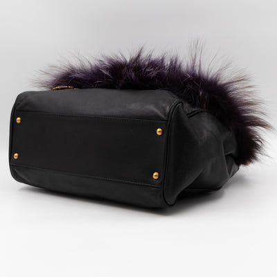 Miss Sicily Large Faux Fur Black Leather