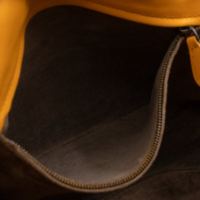Drawstring Flap Crossbody Bag Intrecciato Yellow Leather