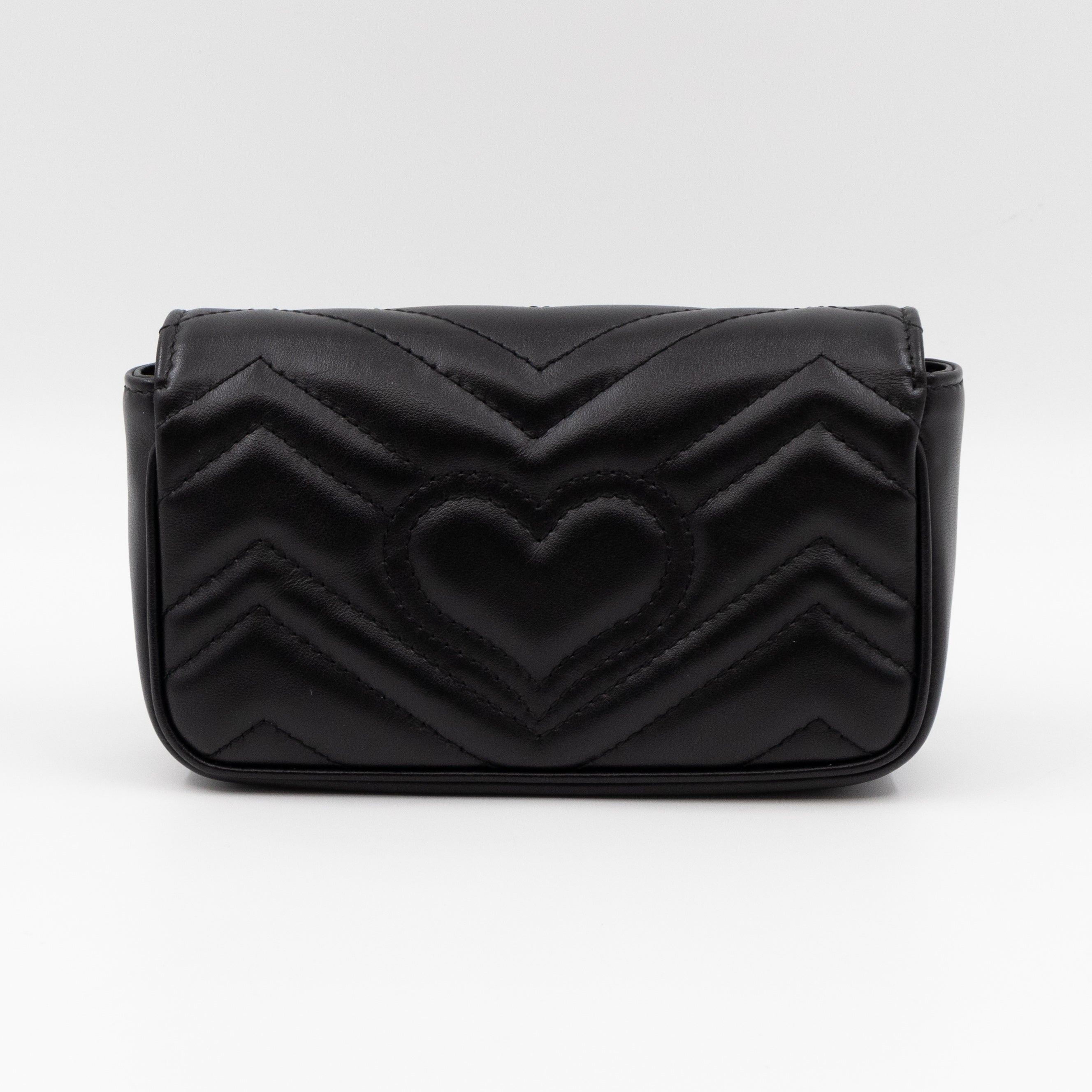 GG Marmont Flap Matelassé Super Mini Black Leather