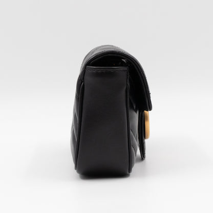 GG Marmont Flap Matelassé Super Mini Black Leather