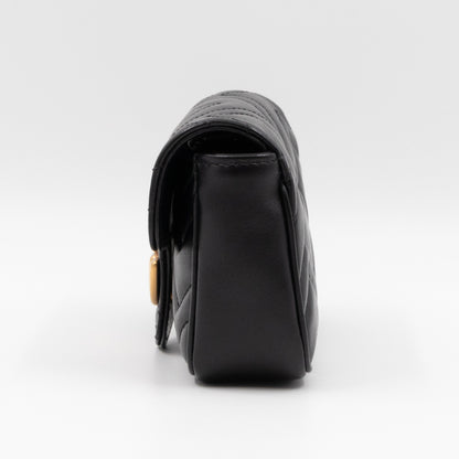 GG Marmont Flap Matelassé Super Mini Black Leather