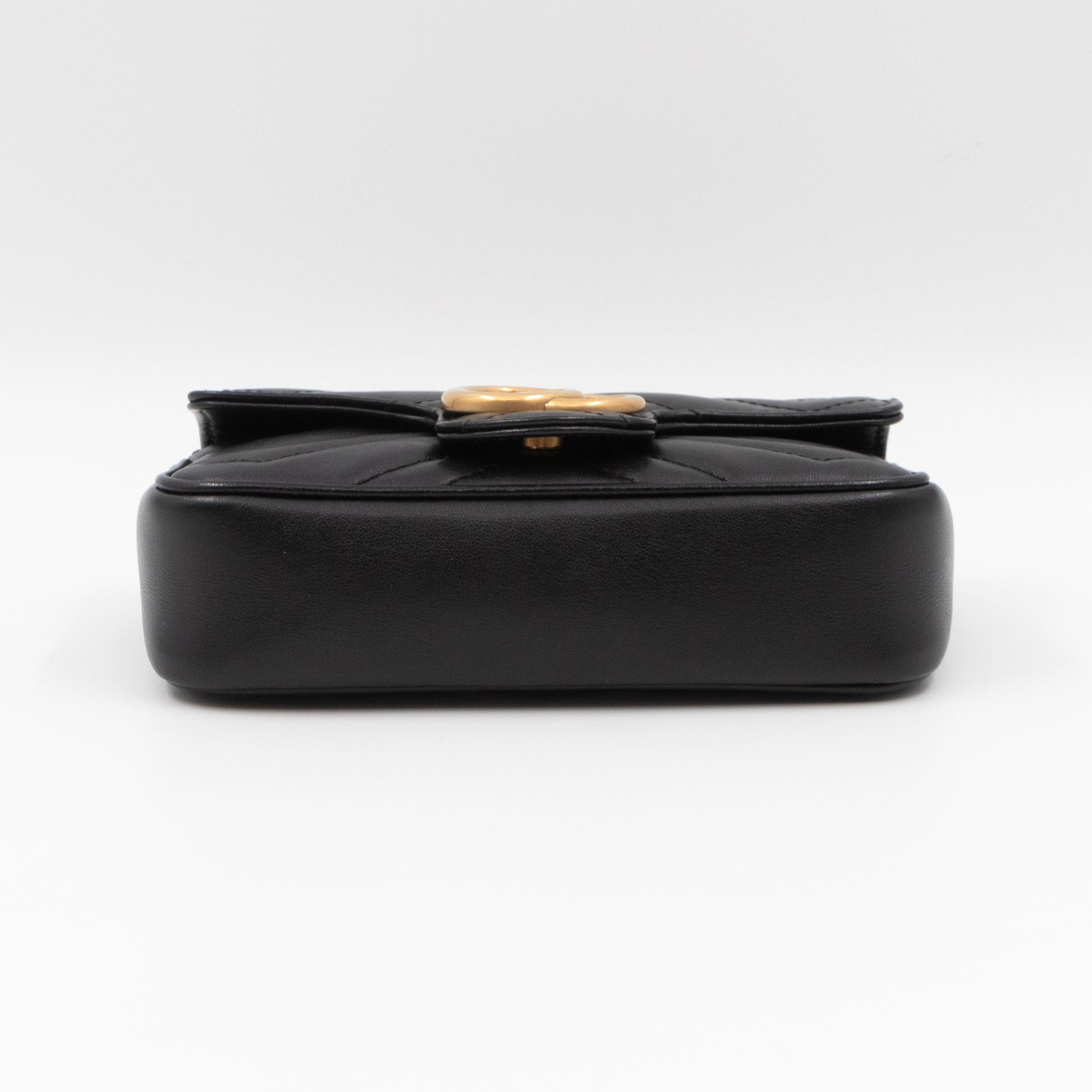 GG Marmont Flap Matelassé Super Mini Black Leather