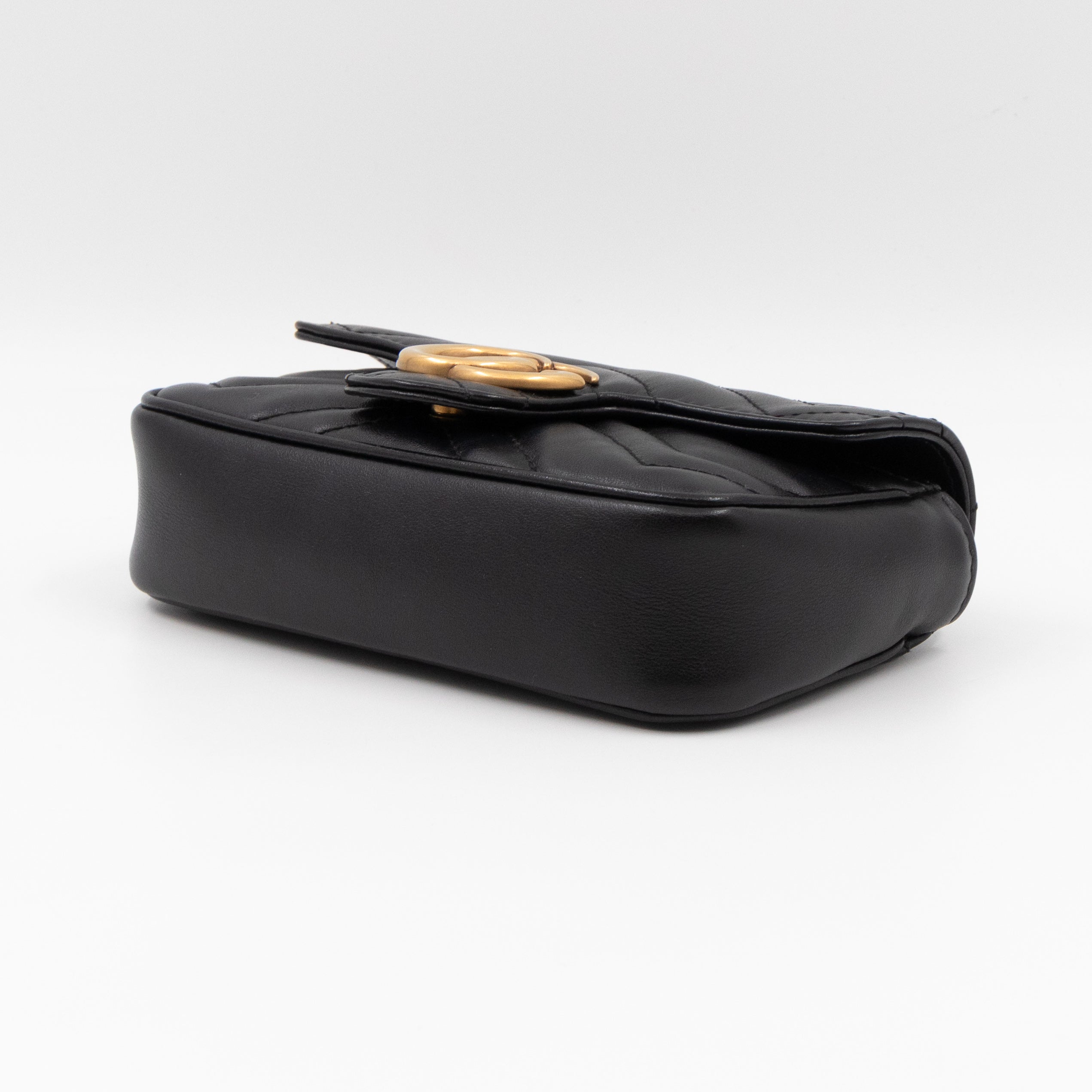 GG Marmont Flap Matelassé Super Mini Black Leather