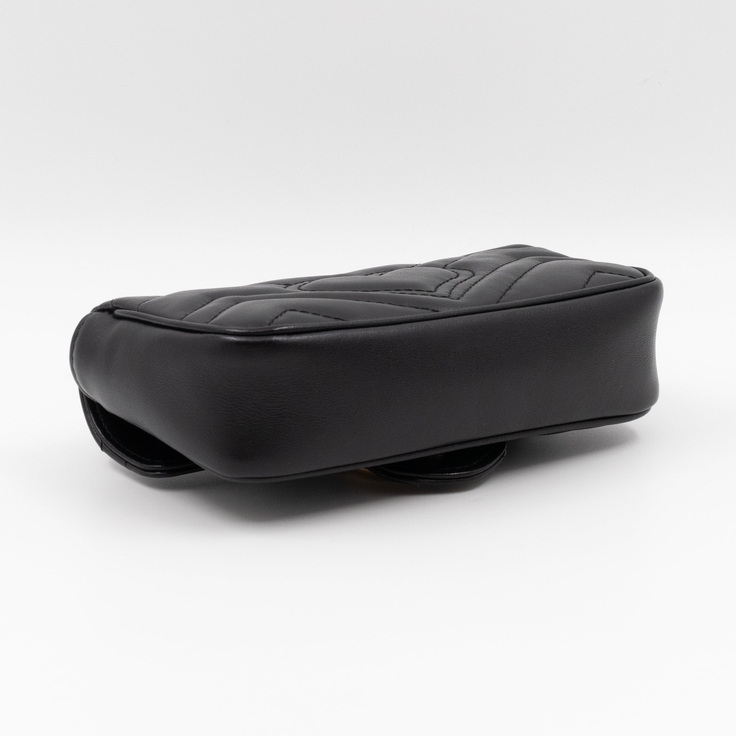 GG Marmont Flap Matelassé Super Mini Black Leather