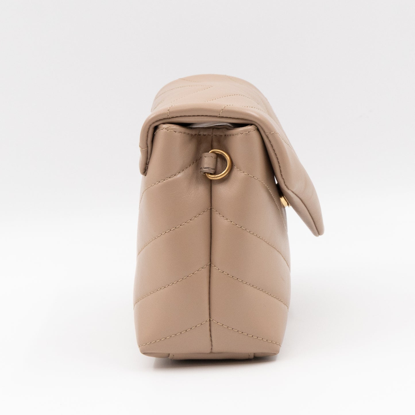 Loulou Toy Strap Bag Dark Beige Leather