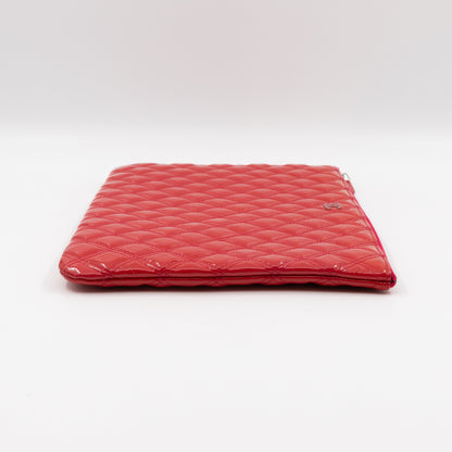 Classic Large O Case Red Patent Leather Double Stitching
