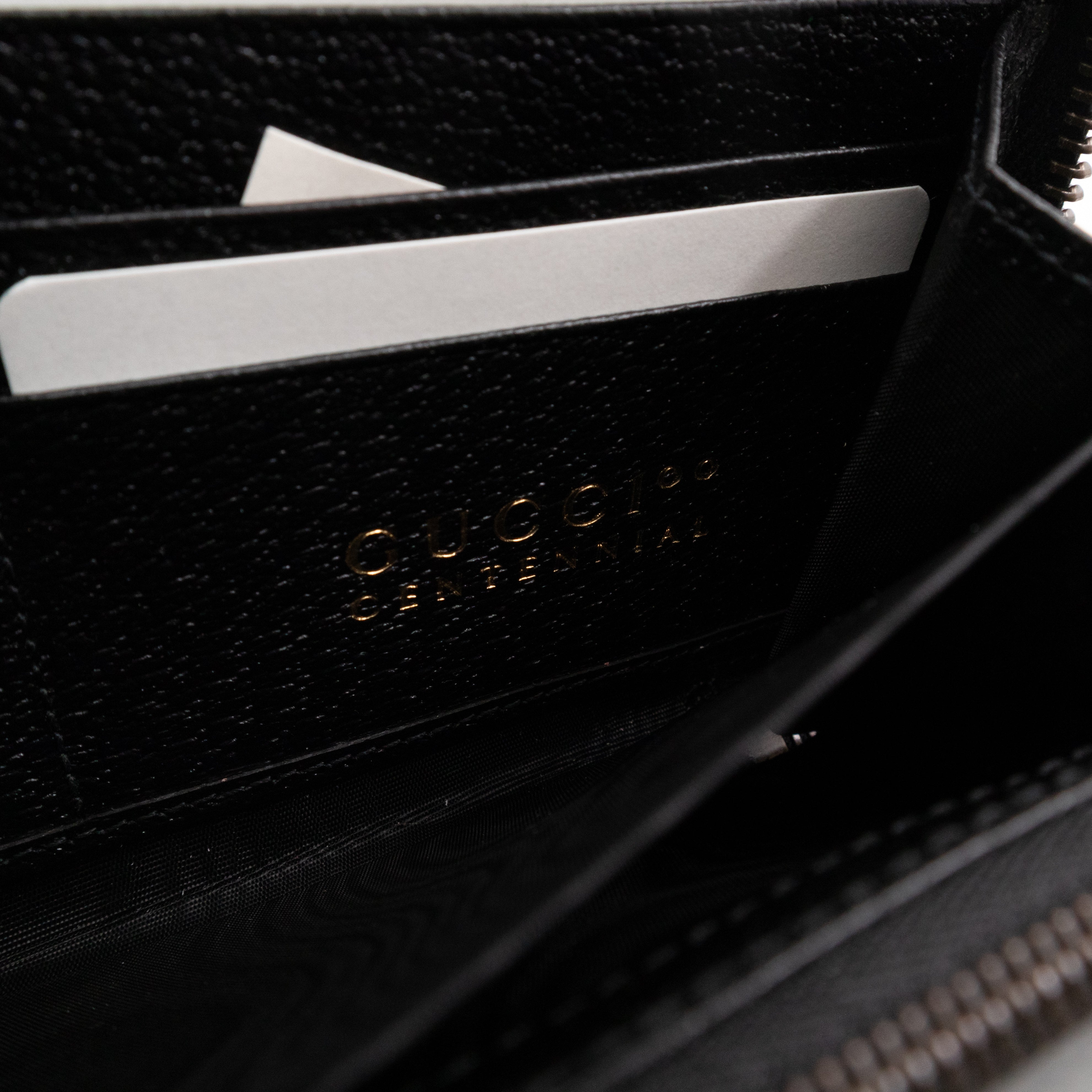 Gucci 100 Music Is Mine Zip Around Wallet Black & Yellow Leather