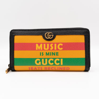 Gucci 100 Music Is Mine Zip Around Wallet Black & Yellow Leather