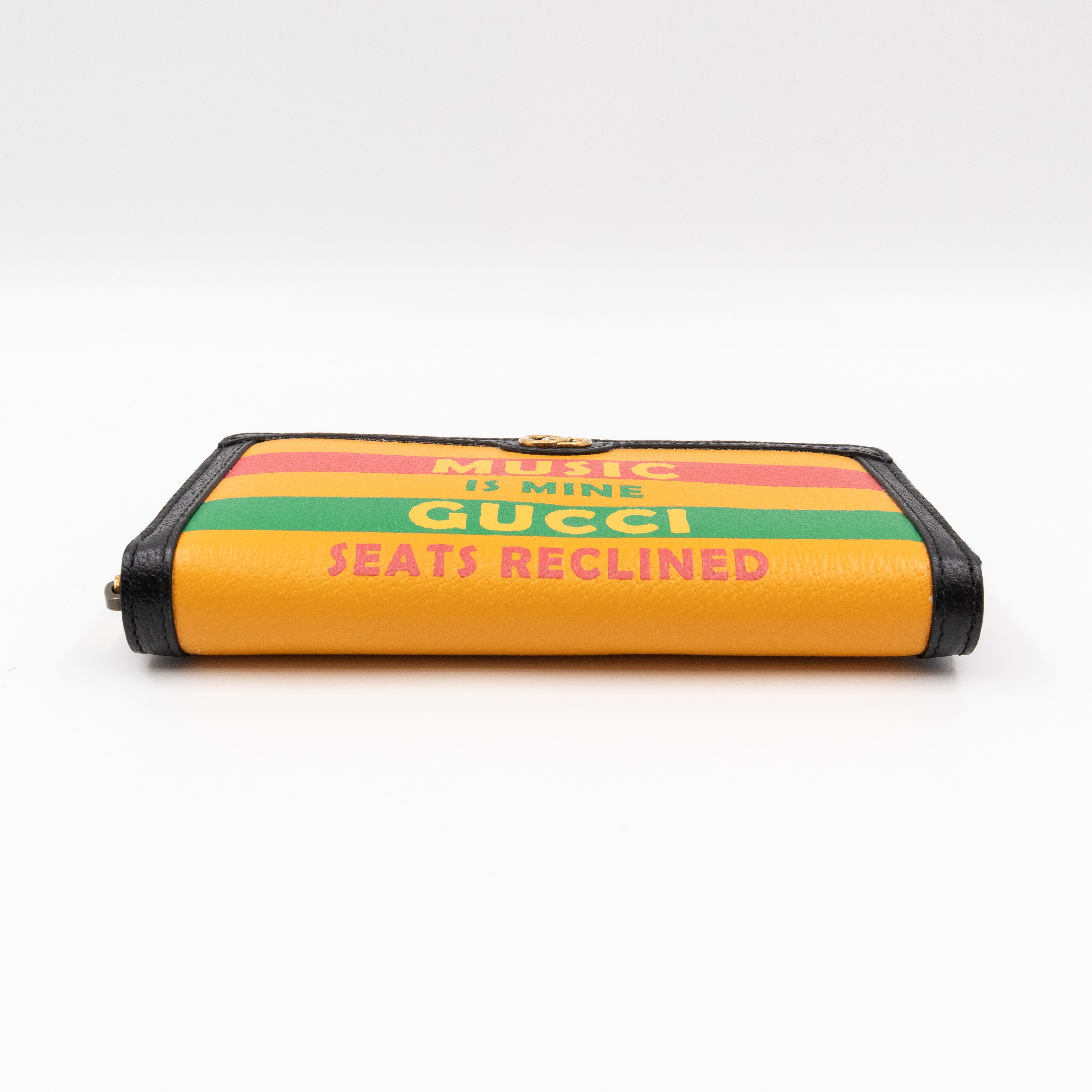 Gucci 100 Music Is Mine Zip Around Wallet Black & Yellow Leather