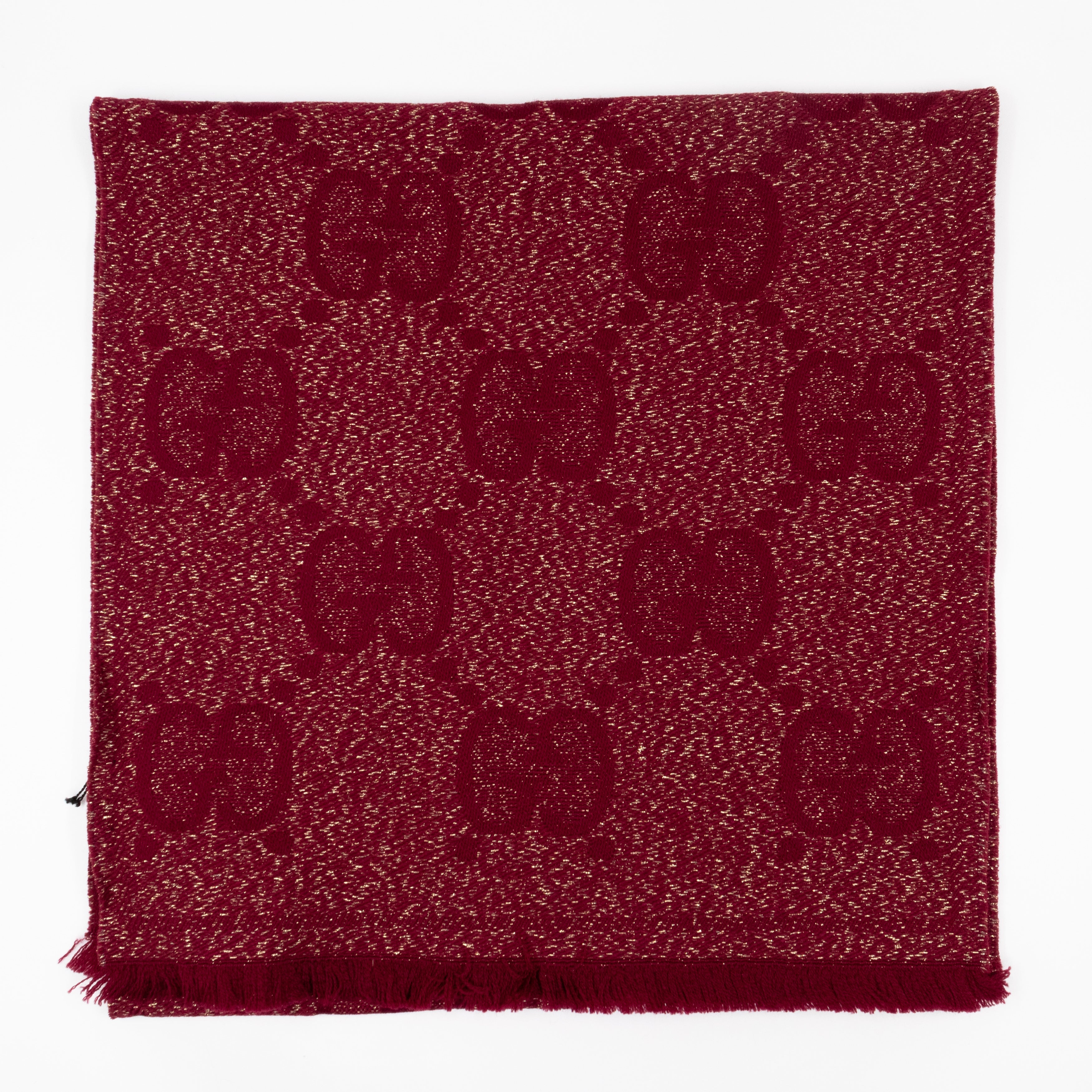 GG Jacquard Knitted Lady Nest Lux Scarf Red & Gold