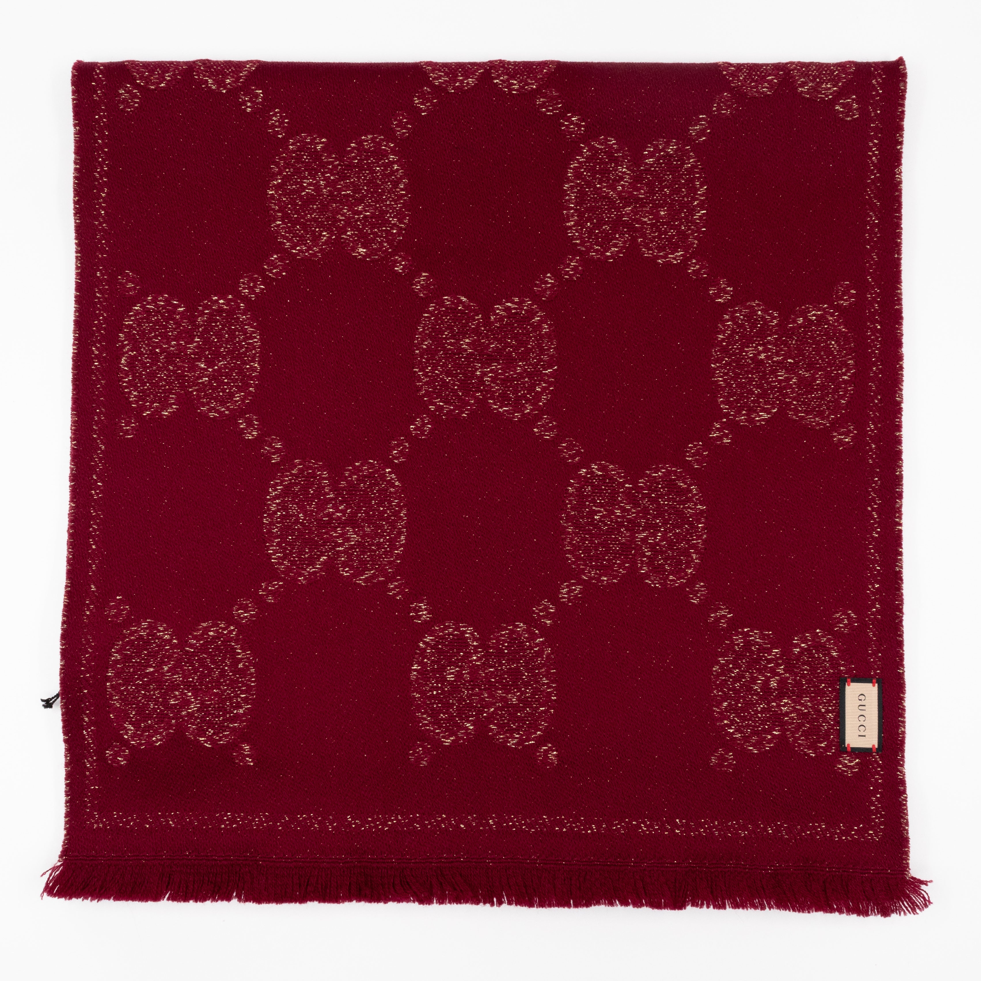 GG Jacquard Knitted Lady Nest Lux Scarf Red & Gold