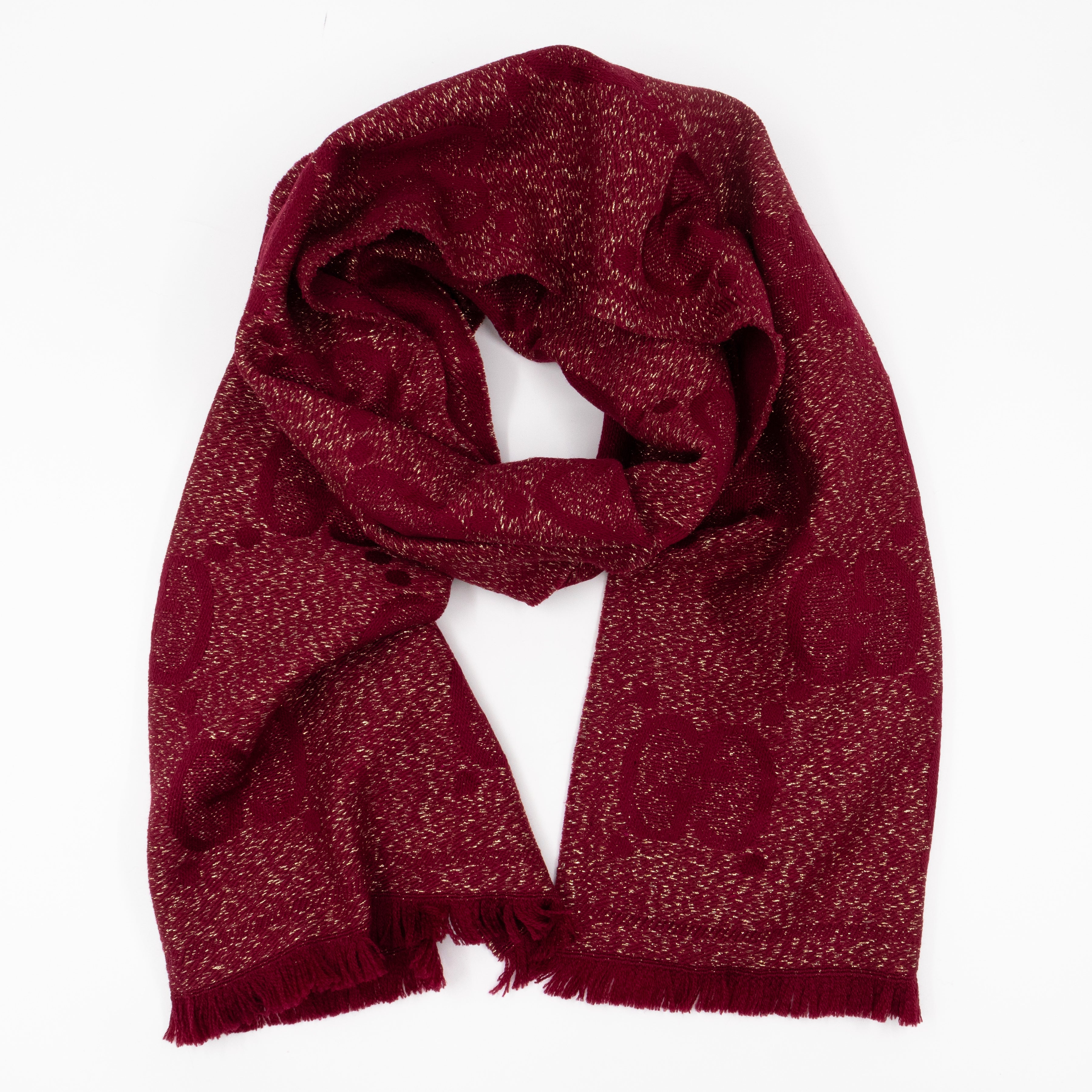 GG Jacquard Knitted Lady Nest Lux Scarf Red & Gold