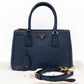 Galleria Small Double Zip Blue Saffiano