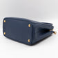 Galleria Small Double Zip Blue Saffiano