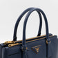 Galleria Small Double Zip Blue Saffiano