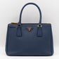 Galleria Small Double Zip Blue Saffiano