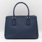 Galleria Small Double Zip Blue Saffiano