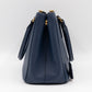 Galleria Small Double Zip Blue Saffiano