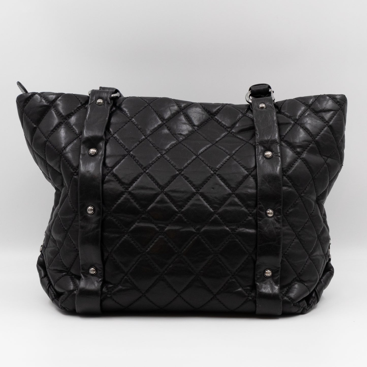 Lady Braid Shopping Tote Black Leather