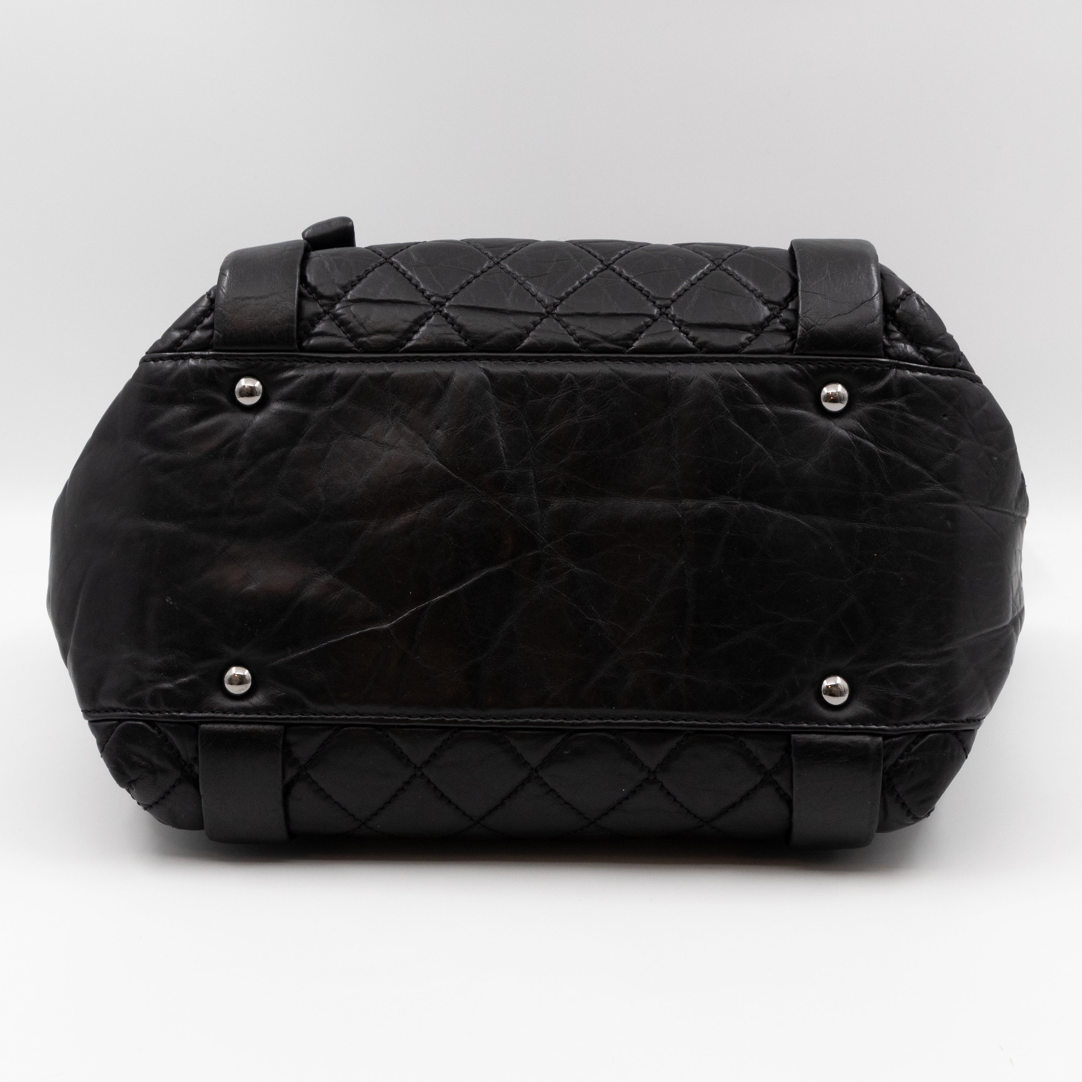 Lady Braid Shopping Tote Black Leather
